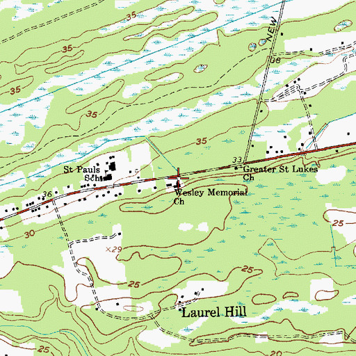 Topographic Map of Wesley Memorial Church, SC