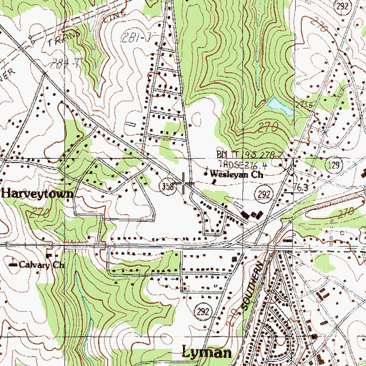 Topographic Map of Wesleyan Church, SC