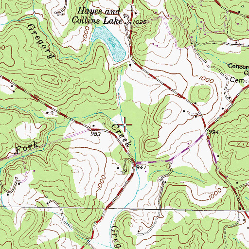 Topographic Map of West Fork Gregory Creek, SC