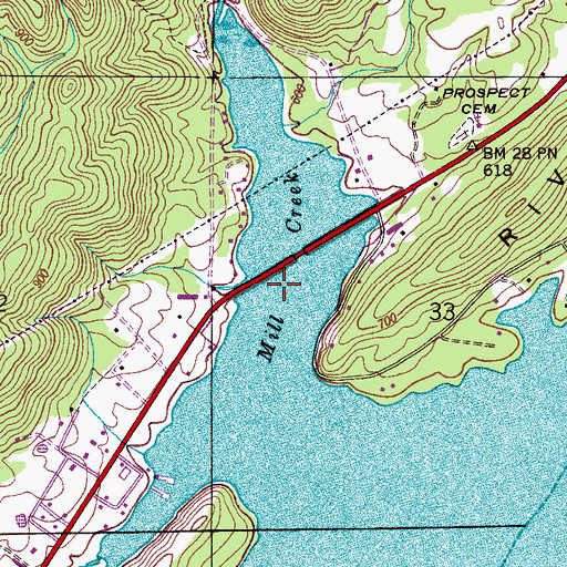 Topographic Map of Mill Creek, AL