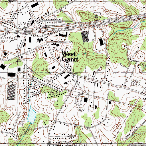 Topographic Map of West Gantt, SC