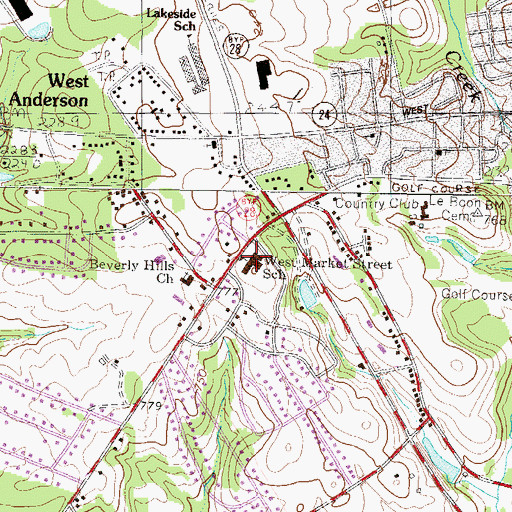 Topographic Map of West Market Street School, SC