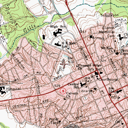 Topographic Map of West Side Cemetery, SC