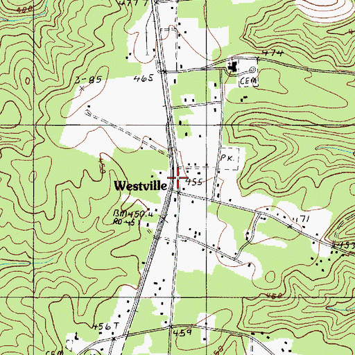 Topographic Map of Westville, SC