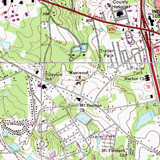 Topographic Map of Westwood Church, SC