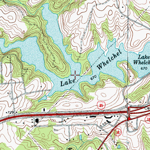 Topographic Map of Lake Whelchel, SC