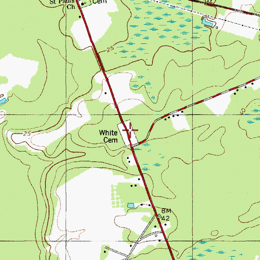 Topographic Map of White Cemetery, SC