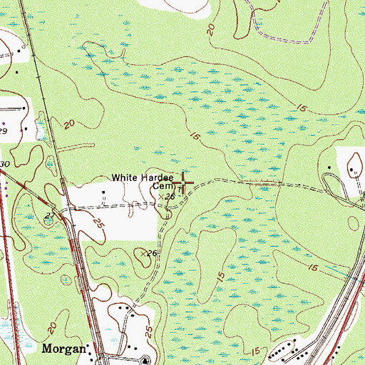 Topographic Map of White Hardee Cemetery, SC