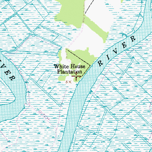 Topographic Map of White House Plantation, SC