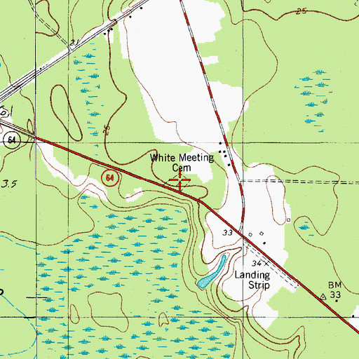 Topographic Map of White Meeting Cemetery, SC