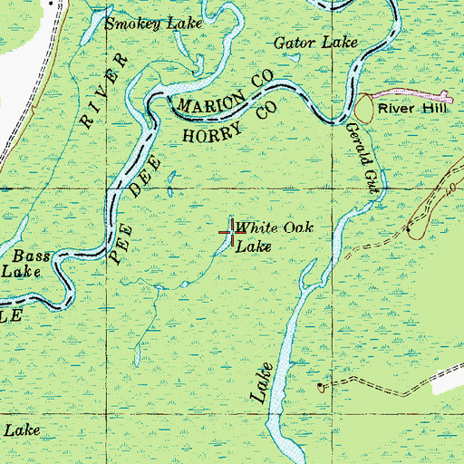 Topographic Map of White Oak Lake, SC