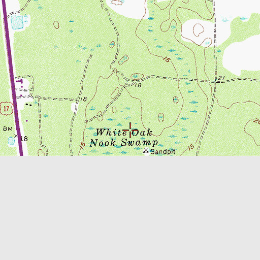 Topographic Map of White Oak Nook, SC