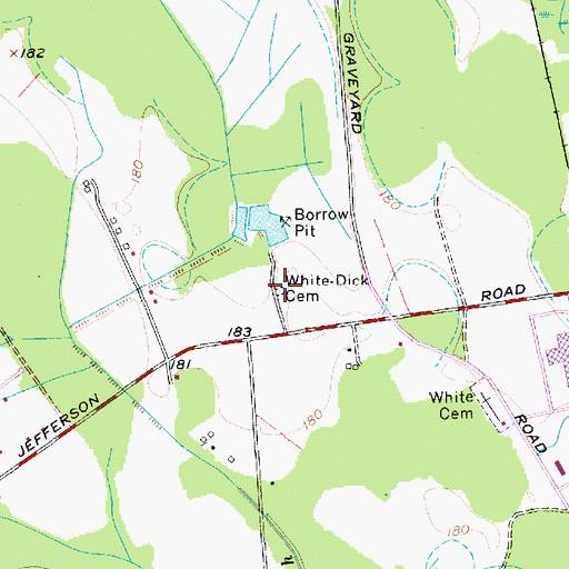 Topographic Map of White - Dick Cemetery, SC