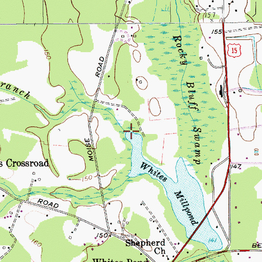 Topographic Map of Whites Mill Branch, SC