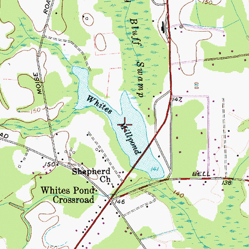 Topographic Map of Whites Millpond, SC