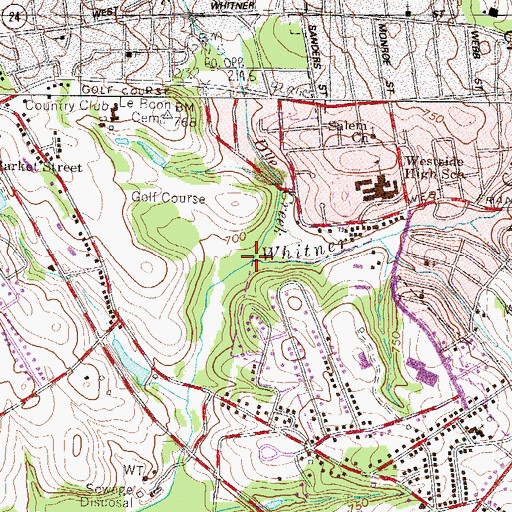 Topographic Map of Whitner Creek, SC