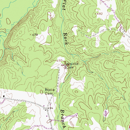 Topographic Map of Whittle Cemetery, SC