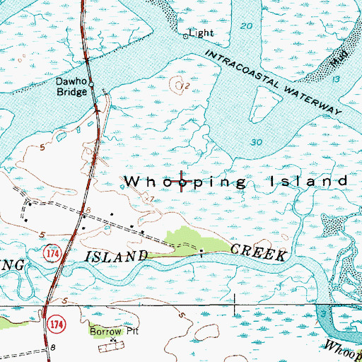 Topographic Map of Whooping Island, SC