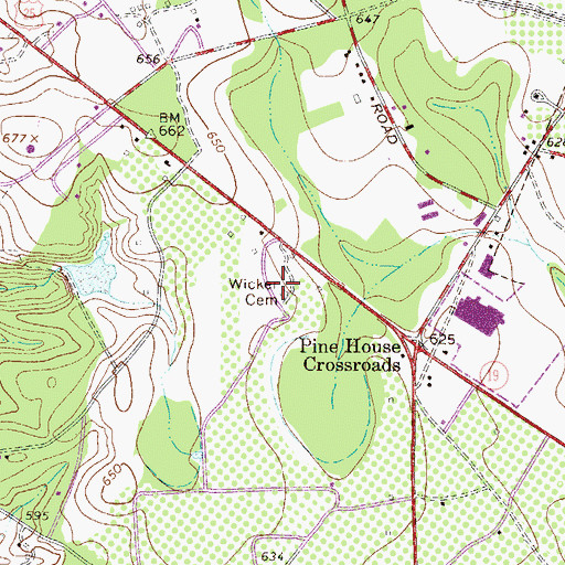 Topographic Map of Wicker Cemetery, SC