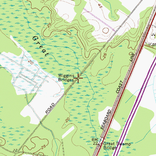 Topographic Map of Wiggins Bridge, SC