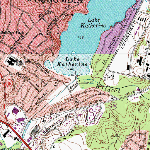 Topographic Map of Wildcat Creek, SC