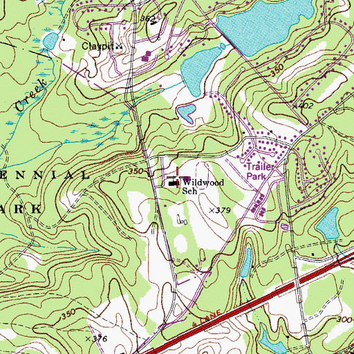 Topographic Map of Wildwood School, SC