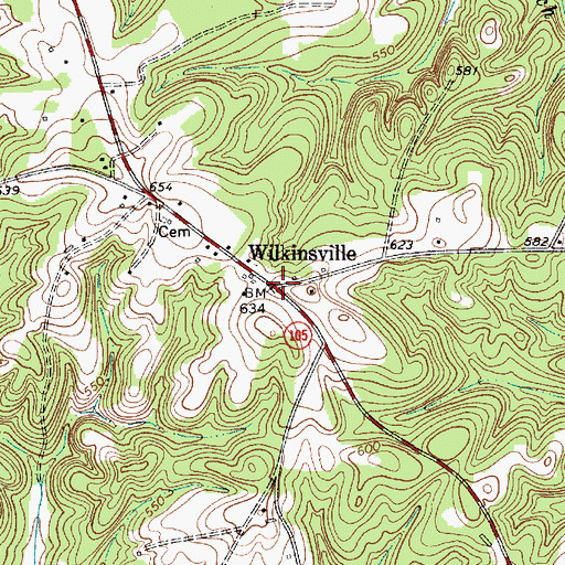 Topographic Map of Wilkinsville, SC