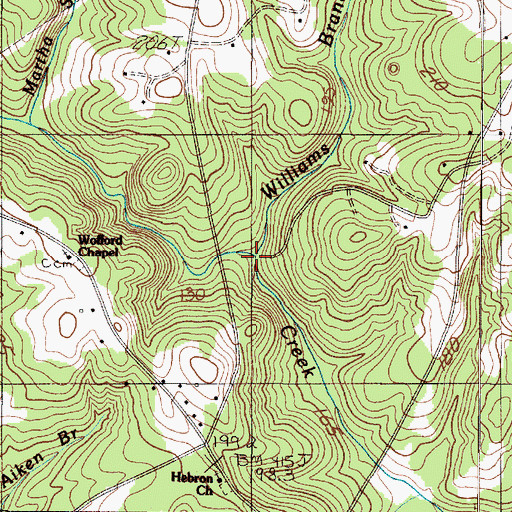 Topographic Map of Williams Branch, SC