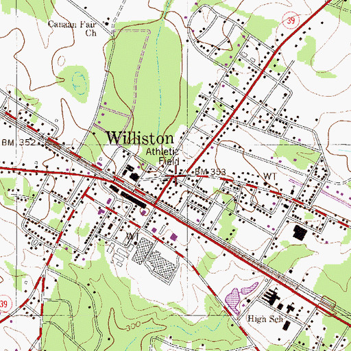 Topographic Map of Williston, SC