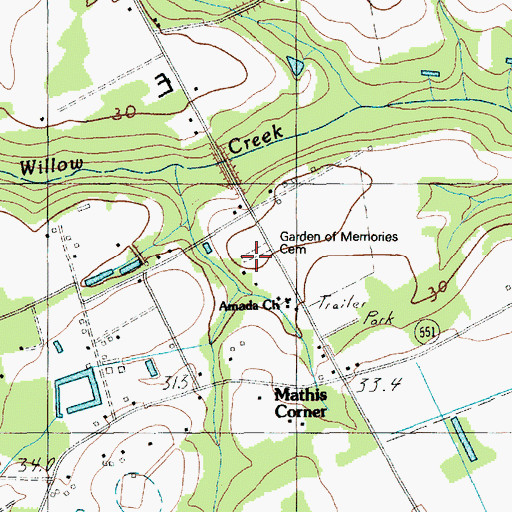 Topographic Map of Willow Creek School, SC