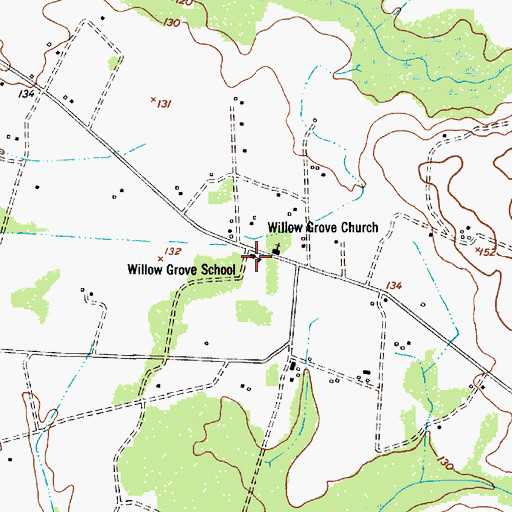 Topographic Map of Willow Grove School, SC