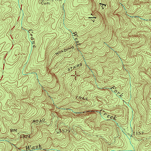 Topographic Map of Winding Stairs Trail, SC