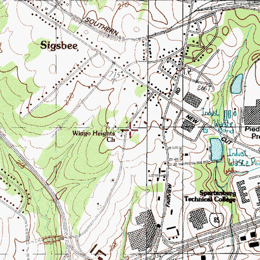 Topographic Map of Wingo Heights Church, SC