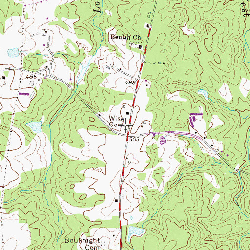 Topographic Map of Wise Cemetery, SC