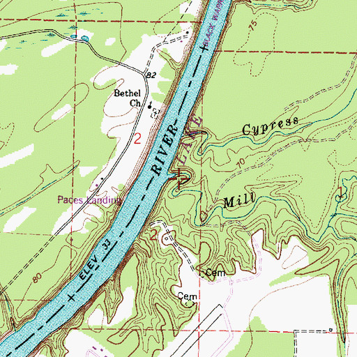 Topographic Map of Mill Creek, AL