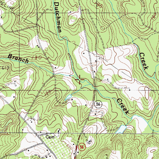 Topographic Map of Wofford Branch, SC