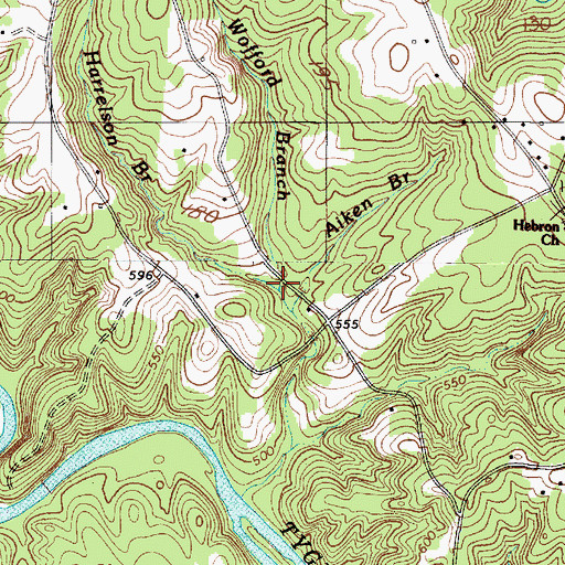Topographic Map of Wofford Branch, SC