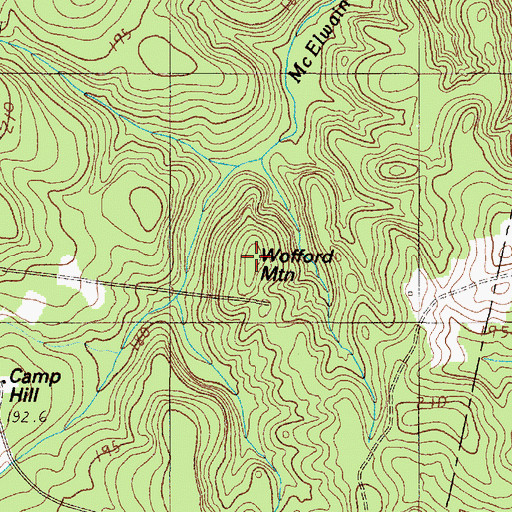 Topographic Map of Wofford Mountain, SC