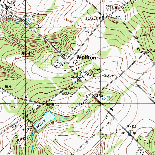 Topographic Map of Wolfton, SC