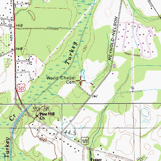 Topographic Map of Wood Chapel Cemetery, SC