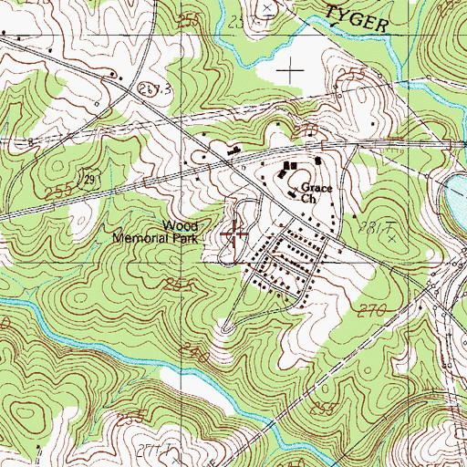 Topographic Map of Wood Memorial Park, SC