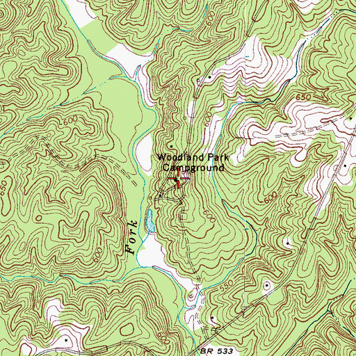 Topographic Map of Woodland Park Campground, SC