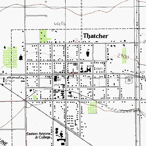 Topographic Map of Thatcher, AZ