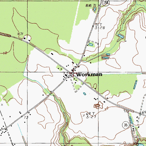 Topographic Map of Workman, SC