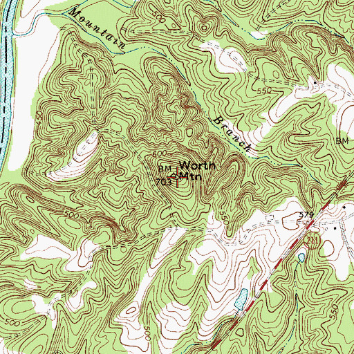 Topographic Map of Worth Mountain, SC