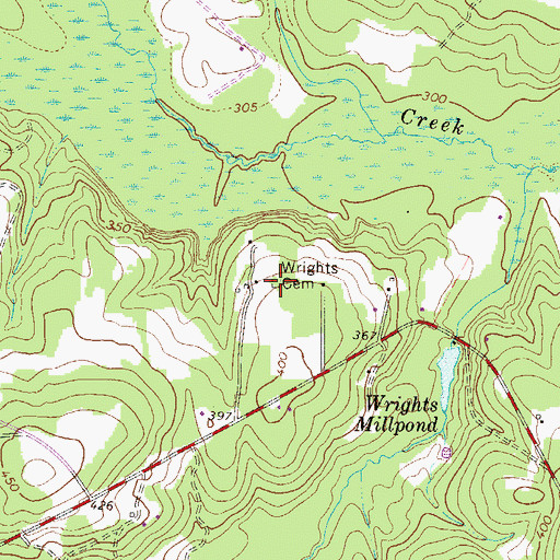Topographic Map of Wrights Cemetery, SC