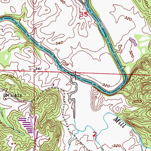 Topographic Map of Mill Creek, AL