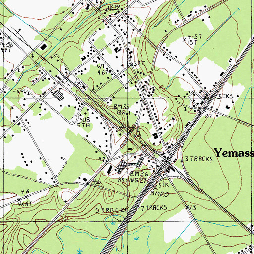 Topographic Map of Yemassee, SC