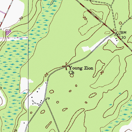 Topographic Map of Young Zion Church, SC