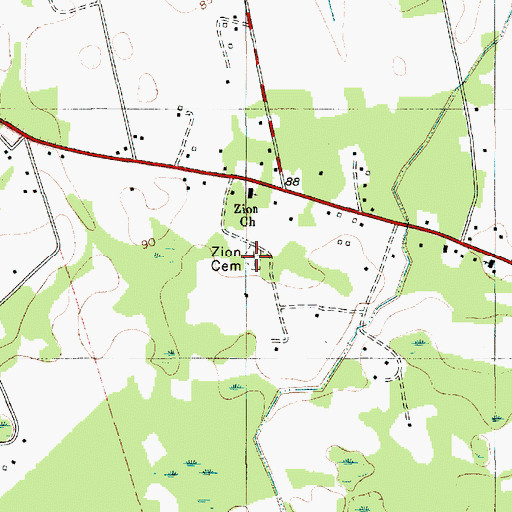 Topographic Map of Zion Cemetery, SC